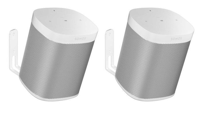 Lot de deux supports muraux Vebos pour Sonos One SL blanc 20 degrés couple