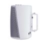 Vue latérale du support mural Vebos pour Denon HEOS 1 blanc couple
