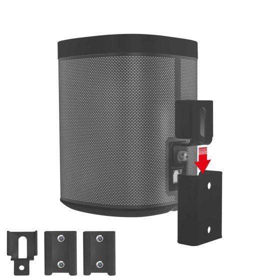 Vue latérale du support mural Vebos pour Sonos Play 1 portable