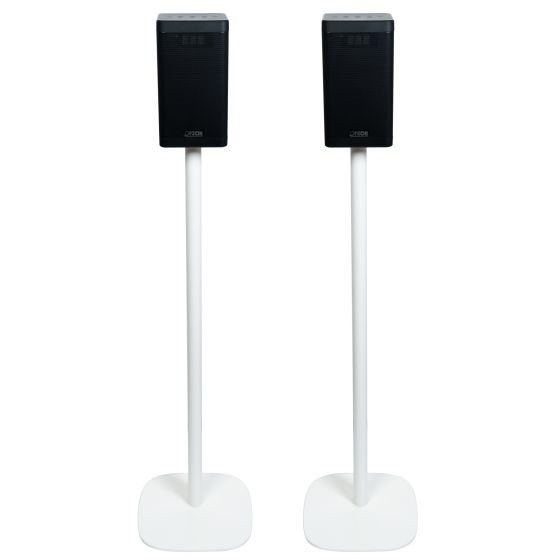 Pied d'enceinte Vebos avec Canton Smart Soundbox 3 blanc couple