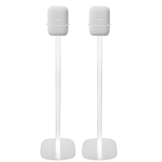 Lot de deux pieds d'enceinte Vebos avec Google Nest Audio blanc couple