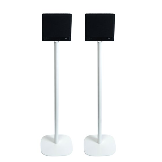 Lot de deux pieds d'enceinte Vebos avec Teufel One S blanc couple