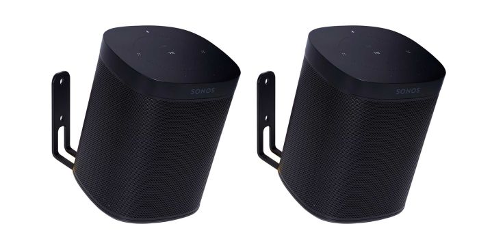 Lot de deux supports muraux Vebos pour Sonos One noir 20 degrés couple